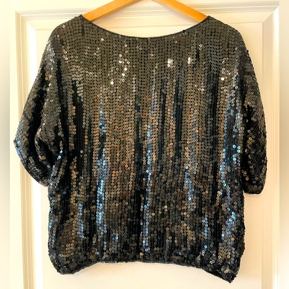 Black Sequined Vintage Top - Picture 3 of 3